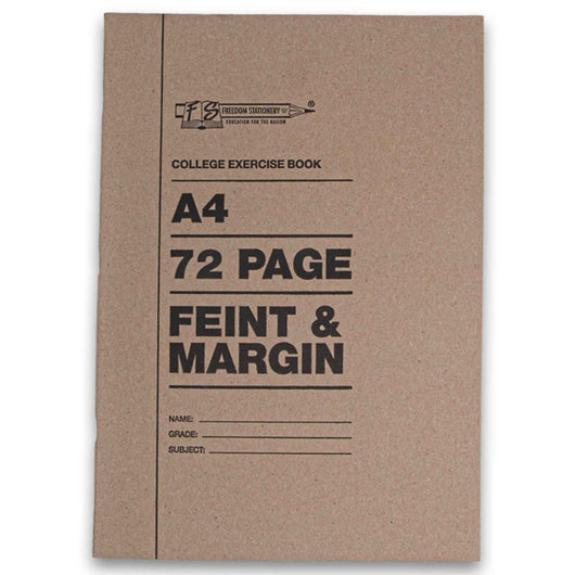 Freedom Stationery, College Exercise Book A4 Feint & Margin 72 Page - Cosmetic Connection