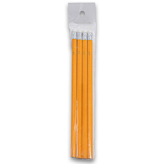 Freedom Stationery, Yellow Barrel Rubber Tip Pencil HB 4 Pack - Cosmetic Connection