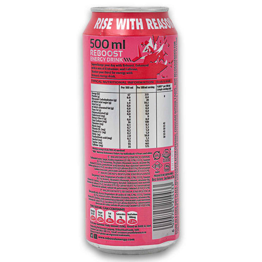 Reboost Energy, Watermelon Flavoured Energy Drink 500ml - High Caffeine Content - Cosmetic Connection