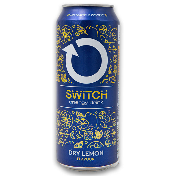 Switch, Dry Lemon Flavour Energy Drink 500ml - High Caffeine Content - Cosmetic Connection