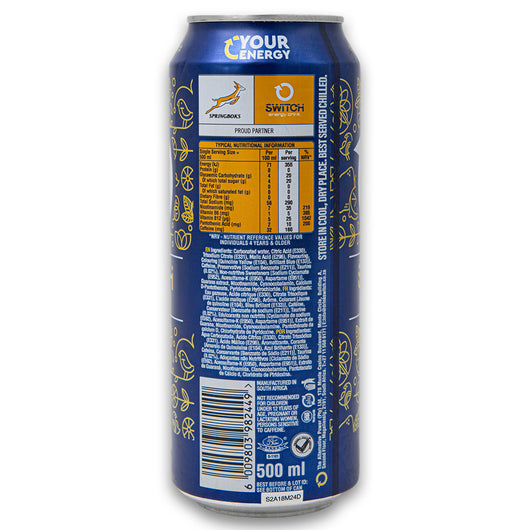 Switch, Dry Lemon Flavour Energy Drink 500ml - High Caffeine Content - Cosmetic Connection