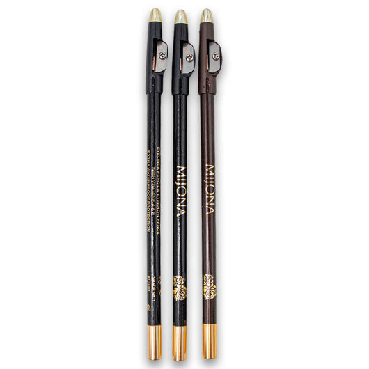 Mijona, Eyeliner & Eyebrow Pencil with Vitamin A & E 1.2g 3 Piece - Assorted Colour - Cosmetic Connection