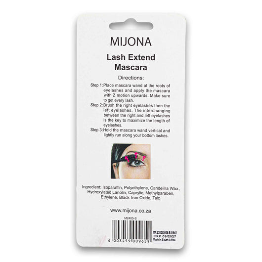 Mijona, Lash Extend Mascara Black Add Volume No Smudge No Clumps - Cosmetic Connection