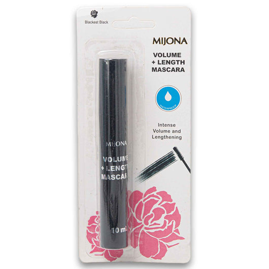 Mijona, Volume + Lengthening Waterproof Mascara Blackest Black 10ml - Cosmetic Connection