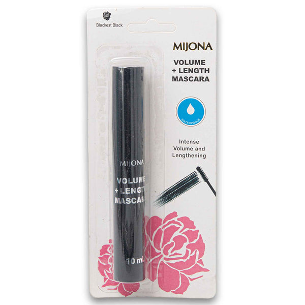 Mijona, Volume + Lengthening Waterproof Mascara Blackest Black 10ml - Cosmetic Connection