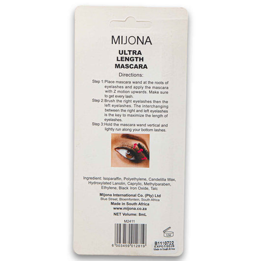 Mijona, Ultra Length Waterproof Mascara Blackest Black 10ml - Cosmetic Connection