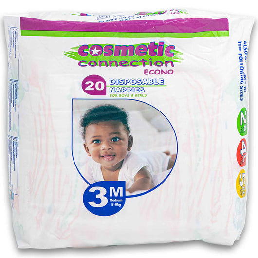 Cosmetic Connection, Disposable Nappies for Boys and Girls Economy 20 Pack - Cosmetic Connection