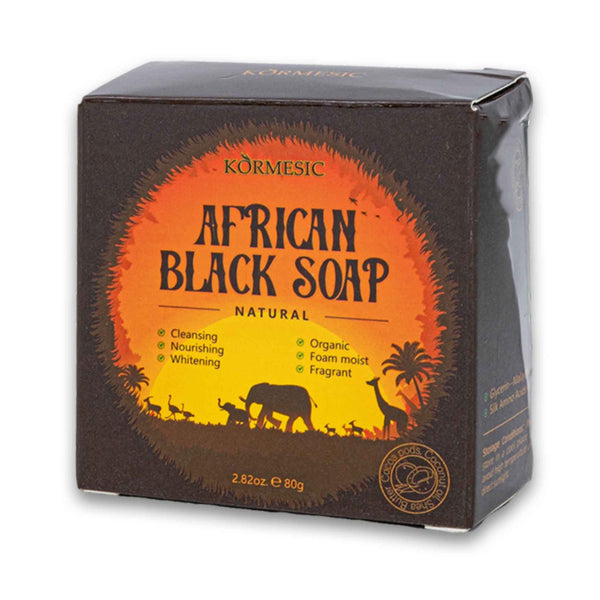 Kormesic, African Black Soap Natural 80g - Cosmetic Connection