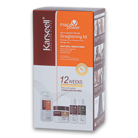Karseell, Maca Power Maca Essence Repair Straightening Kit Eliminates Frizz Reduces Curls & Manage Hair - Cosmetic Connection