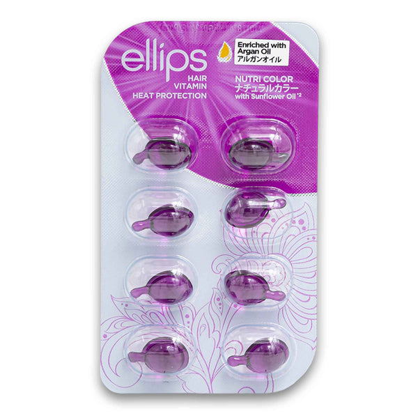 Ellips Hair Vitamin, Nutri Color Heat Protection with Sunflower Oil Enriched with Argan Oil 1ml x 8 Capsules - Cosmetic Connection