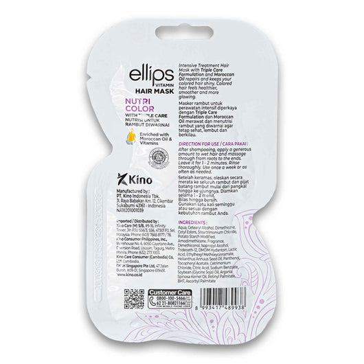Ellips Hair Vitamin, Nutri Color Hair Mask with Triple Care Enriched with Moroccan Oil & Vitamins 20g - Cosmetic Connection