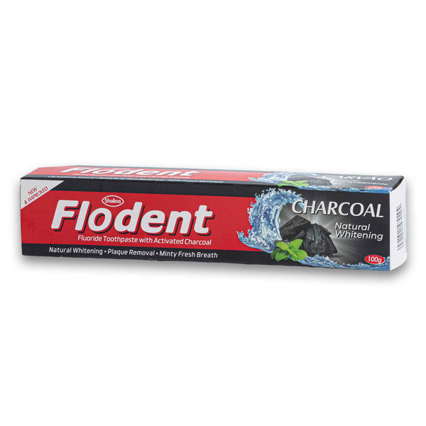 Shalina, Flodent Fluoride Toothpaste with Activated Charcoal Natural Whitening 100g - Cosmetic Connection