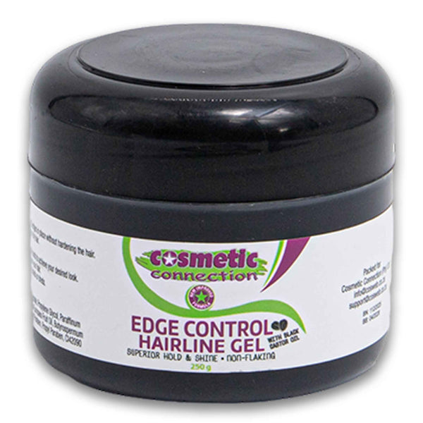 Cosmetic Connection, Edge Control Hairline Gel with Black Castor Oil Superior Hold & Shine Non-flaking 250g - Cosmetic Connection