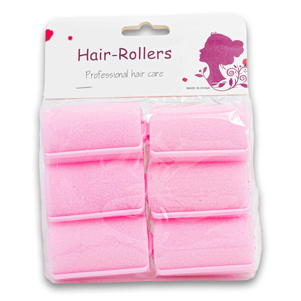 Foam Hair Roller Set Light Pink 3.6cm Wide 6 Piece