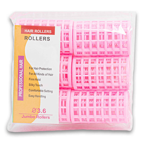 Plastic Hair Roller Set Light Pink 3.6cm x 7cm 6 Piece