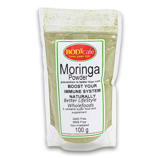 Bodicafe, Moringa Powder Boost Immune System Naturally GMO Free MSG Free Non-Irradiated 100g - Cosmetic Connection