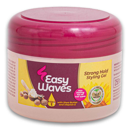 Easy Waves, Strong Hold Styling Gel with Shea Butter & Vitamin E Non-Flaking 250ml - Cosmetic Connection