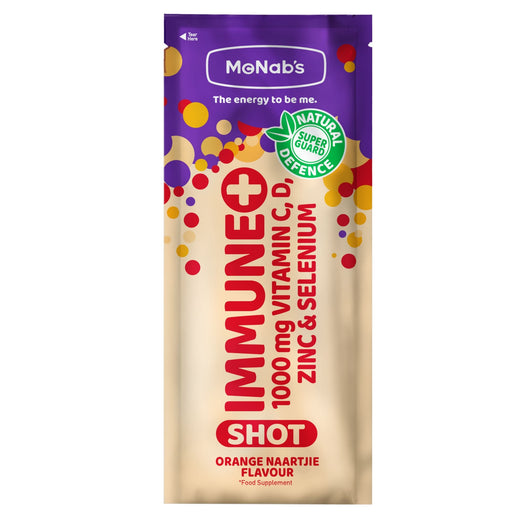 Mcnab's The energy to be me, Immune + Shot 1000mg Vitamin C D Zinc & Selenium Orange Flavour 20g - Cosmetic Connection