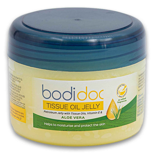 Bodidoc, Tissue Oil Petroleum Jelly with Vitamin E & Aloe Vera Moisture & Protect 250ml - Cosmetic Connection
