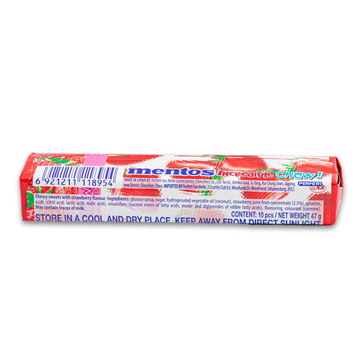 Mentos, Incredible Chew! Strawberry Flavoured Chewy Candy 10 Pieces / 47g - Cosmetic Connection