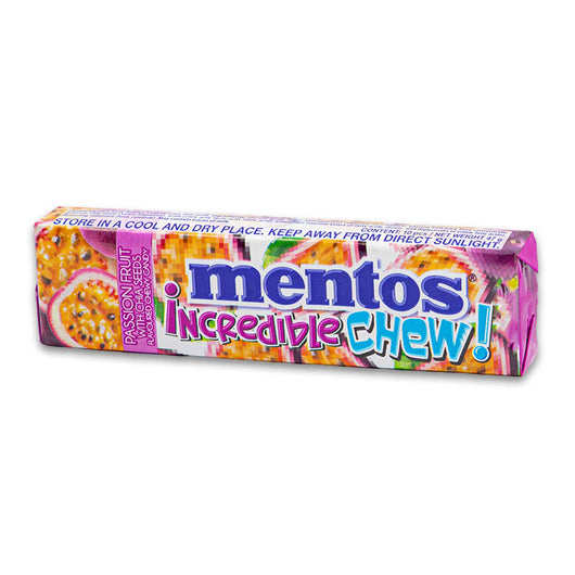 Mentos, Incredible Chew! Passion Fruit with Chai Seed Flavoured Chewy Candy 10 Pieces / 47g - Cosmetic Connection