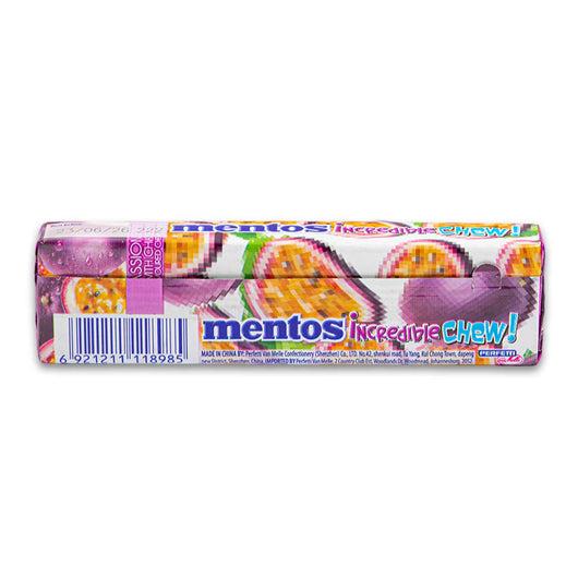 Mentos, Incredible Chew! Passion Fruit with Chai Seed Flavoured Chewy Candy 10 Pieces / 47g - Cosmetic Connection