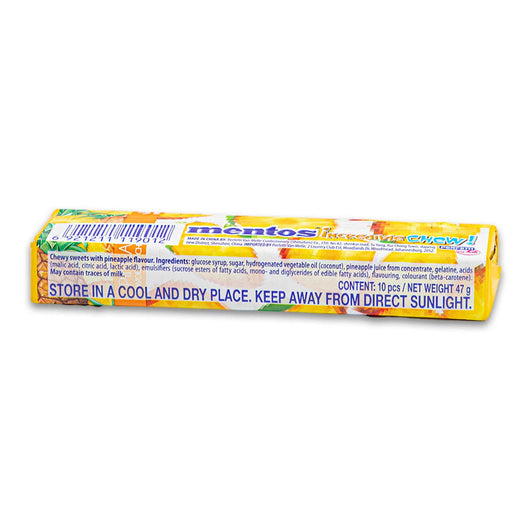 Mentos, Incredible Chew! Pineapple Flavoured Chewy Candy 10 Pieces / 47g - Cosmetic Connection
