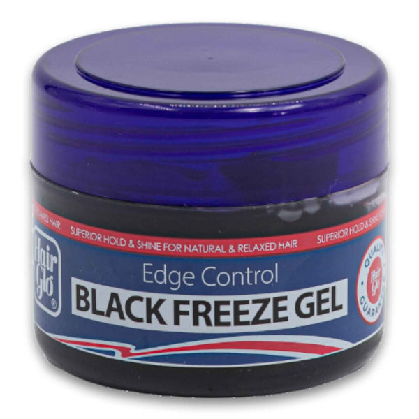 Hair Glo, Black Freeze Gel Edge Control Superior Hold & Shine for Natural & Relaxed Hair 125ml - Cosmetic Connection
