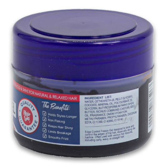 Hair Glo, Black Freeze Gel Edge Control Superior Hold & Shine for Natural & Relaxed Hair 125ml - Cosmetic Connection