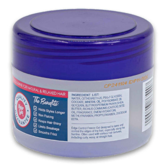 Hair Glo, Clear Freeze Gel Edge Control Superior Hold & Shine for Natural & Relaxed Hair 125ml - Cosmetic Connection