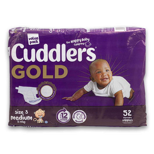Cuddlers, Gold Baby Disposable Nappies Size 3 (5-9kg) 52 Pack Air-pocket Technology - Cosmetic Connection