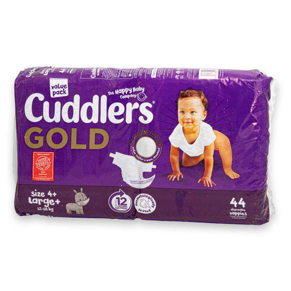 Gold Size 4+ Large+ Nappies 44 Pack | 12–18kg – 12hr Dryness & Dermatologically Tested