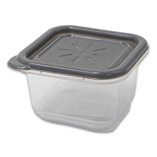Contour, Plastic Square Food Container 120ml | Clear with Grey Lid – Ideal for Storage & Meal Prep - Cosmetic Connection
