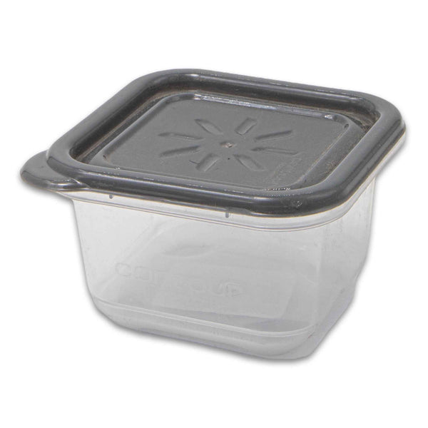 Contour, Plastic Square Food Container 120ml | Clear with Grey Lid – Ideal for Storage & Meal Prep - Cosmetic Connection