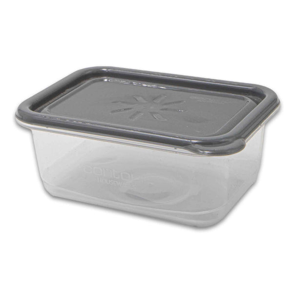 Contour, Plastic Rectangle Food Container 200ml | Clear with Grey Lid – Ideal for Storage & Meal Prep - Cosmetic Connection