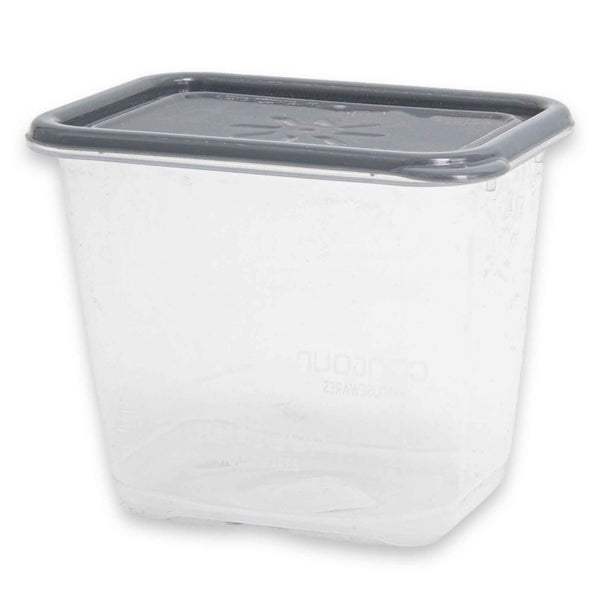 Plastic Rectangle Food Container 410ml | Clear with Grey Lid – Ideal for Storage & Meal Prep