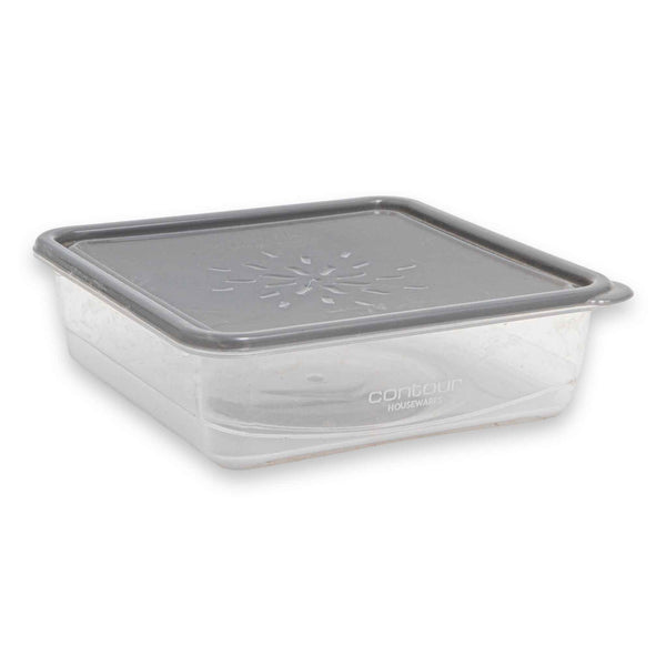 Plastic Square Food Container 600ml | Clear with Grey Lid – Ideal for Storage & Meal Prep