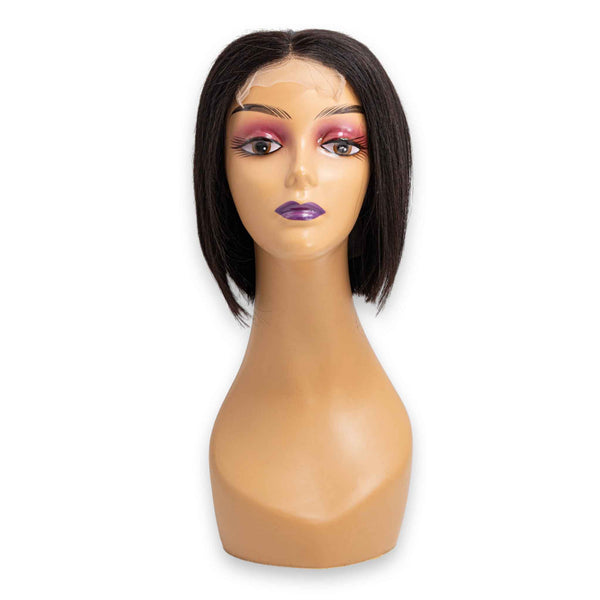 Human Hair Lace Front Wig 8" Straight 4x4 #1 | Natural Finish & Soft Texture – Mannequin not Included