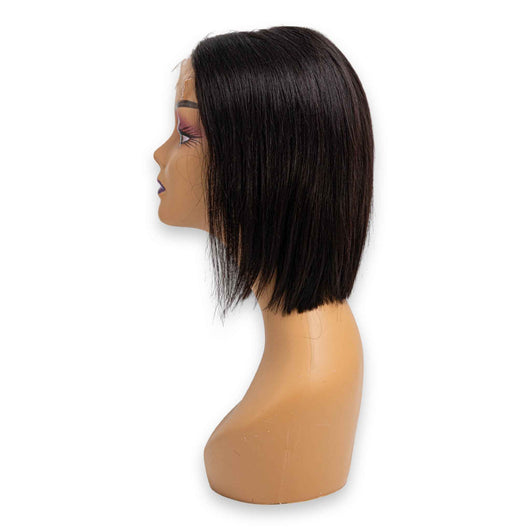 Rose, Human Hair Lace Front Wig 8" Straight 5x5 #1 | Natural Finish & Soft Texture – Mannequin not Included - Cosmetic Connection