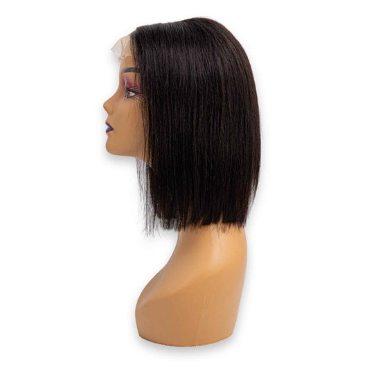 Rose, Human Hair Lace Front Wig 10" Straight 5x5 #1 | Natural Finish & Soft Texture – Mannequin not Included - Cosmetic Connection