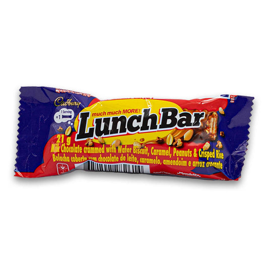 Cadbury, Lunch Bar Milk Chocolate crammed Wafer Biscuit Caramel Peanuts & Crisped Rice 21g - Cosmetic Connection