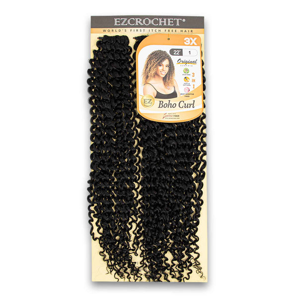 EZBRAID, Boho Curl 22" 3x #1 Spetra Fiber EZ Technology Itch Free Soft & Natural - Cosmetic Connection