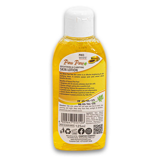 Pro White, Paw Paw Brightening & Clarifying Skin Lotion 125ml - Cosmetic Connection