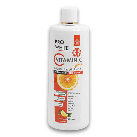 Pro White, Vitamin C Glow Brightening Skin Lotion Anti-ageing 400ml - Cosmetic Connection
