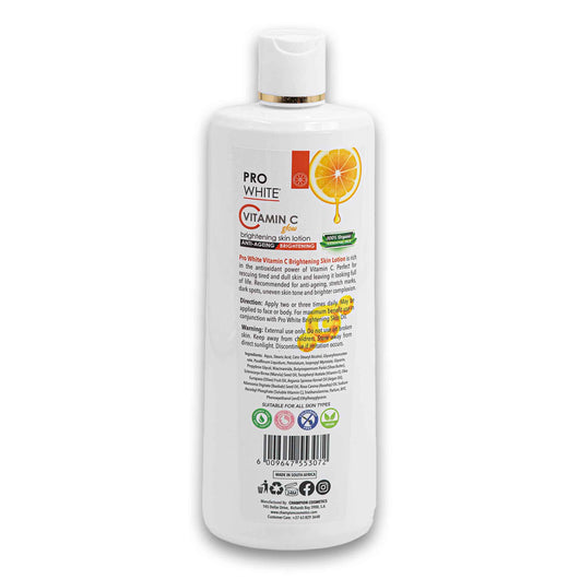 Pro White, Vitamin C Glow Brightening Skin Lotion Anti-ageing 400ml - Cosmetic Connection