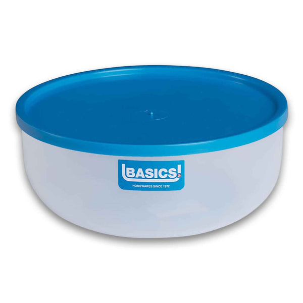 Basics Homeware, Plastic Round Bowl with Lid Small 1L | Durable Storage Container – Ideal for Kitchen - Cosmetic Connection