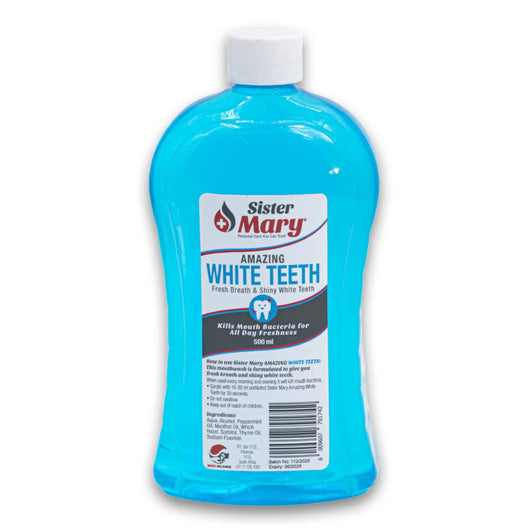 Sister Mary Personal Care, Amazing White Teeth Fresh Breath & Shine White Teeth Kills Bacteria 500ml - Cosmetic Connection