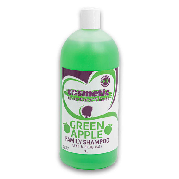 Cosmetic Connection, Family Shampoo Green Apple for Clean & Shiny Hair pH Balanced 1L - Cosmetic Connection