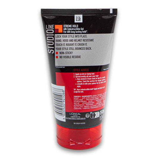 Loreal PARiS, Studio Line 48h Indestructible Gel Elastic Resistance 9 Xtreme Hold 150ml - Cosmetic Connection