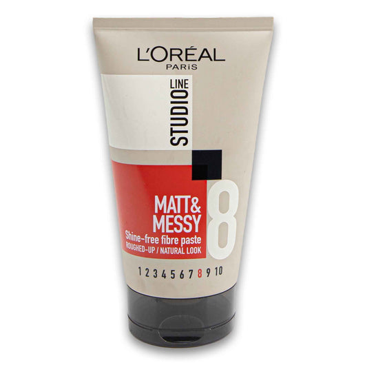 Loreal PARiS, Studio Line Matt & Messy 8 Shine-free Fibre Paste Roughed-up / Natural Look 150ml - Cosmetic Connection